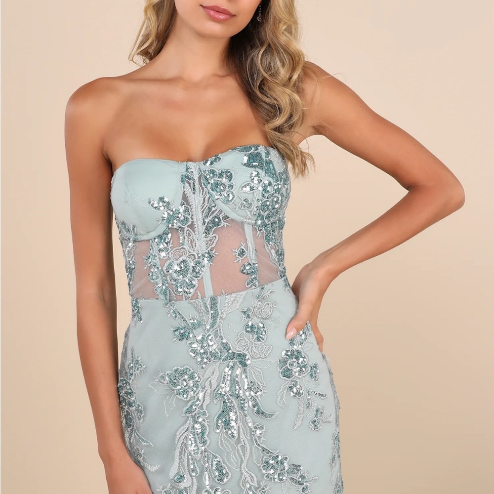 Lulus Strapless Embellished Dress size small